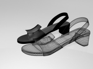 round-toe chunky-heel sandals 01 Modèle 3D