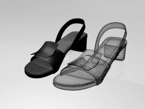 Round-toe chunky-heel sandals 01 3D Model