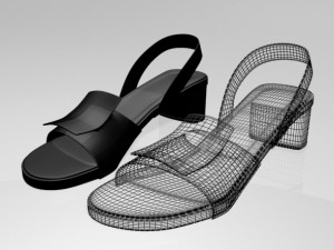 round-toe chunky-heel sandals 01 Modèle 3D