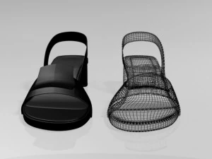 Round-toe chunky-heel sandals 01 3D Model