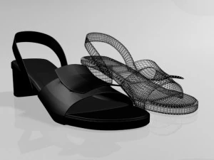 Round-toe chunky-heel sandals 01 3D Model