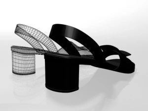 Round-toe chunky-heel sandals 01 3D Model