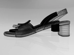 Round-toe chunky-heel sandals 01 3D Model