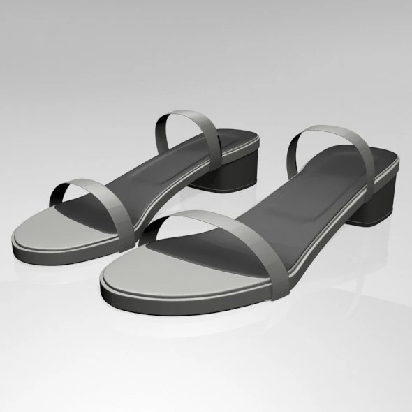 Round-toe chunky-heel sandals 02 3D Model .c4d .max .obj .3ds .fbx .stl .blend
