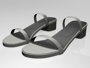 round-toe chunky-heel sandals 02 Modèle 3D