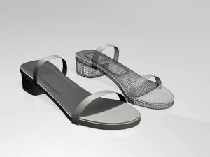 Round-toe chunky-heel sandals 02 3D Model