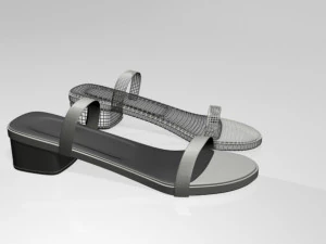 Round-toe chunky-heel sandals 02 3D Model