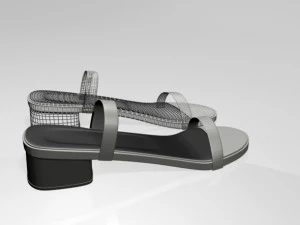 Round-toe chunky-heel sandals 02 3D Model