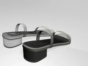 Round-toe chunky-heel sandals 02 3D Model