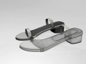 Round-toe chunky-heel sandals 02 3D Model