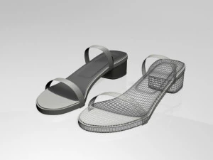 Round-toe chunky-heel sandals 02 3D Model