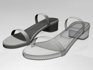 Round-toe chunky-heel sandals 02 3D Model