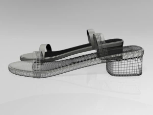 Round-toe chunky-heel sandals 02 3D Model