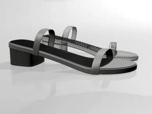 Round-toe chunky-heel sandals 02 3D Model