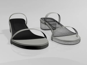Round-toe chunky-heel sandals 02 3D Model