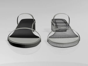 Round-toe chunky-heel sandals 02 3D Model