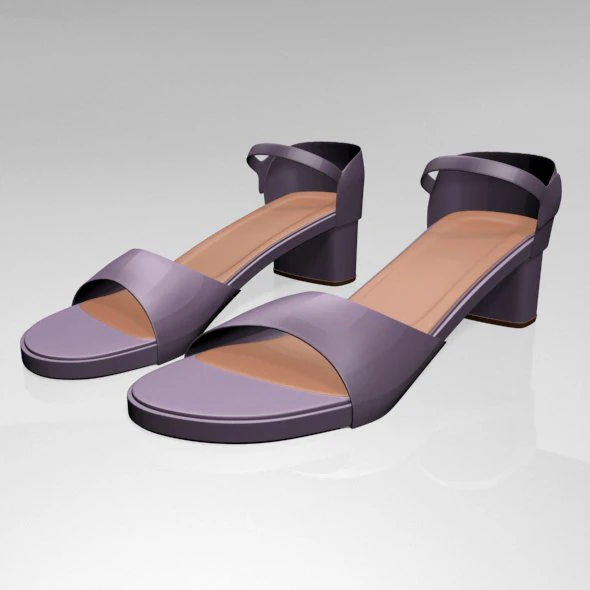 Round-toe block-heel sandals 01 3D Model .c4d .max .obj .3ds .fbx .stl .blend