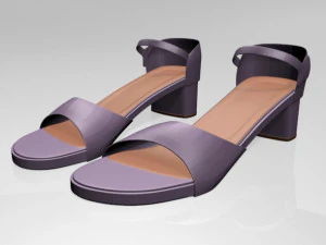 राउंड-टो ब्लॉक-हील सैंडल 01 3D मॉडल