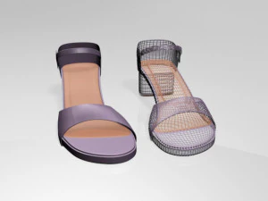 Round-toe block-heel sandals 01 3D Model
