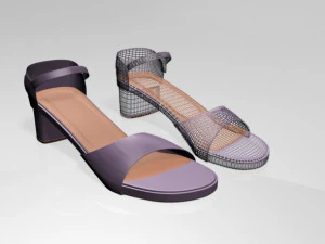 Round-toe block-heel sandals 01 3D Model