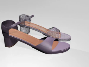 Round-toe block-heel sandals 01 3D Model