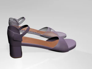 Round-toe block-heel sandals 01 3D Model