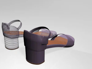 Round-toe block-heel sandals 01 3D Model
