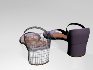 round-toe block-heel sandals 01 3D Модель