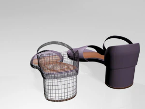Round-toe block-heel sandals 01 3D Model