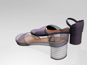 Round-toe block-heel sandals 01 3D Model