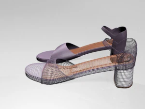 Round-toe block-heel sandals 01 3D Model