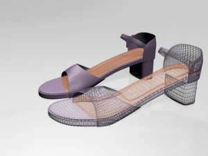 Round-toe block-heel sandals 01 3D Model