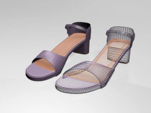 Round-toe block-heel sandals 01 3D Model