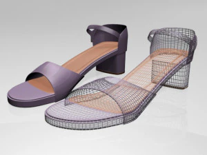 Round-toe block-heel sandals 01 3D Model