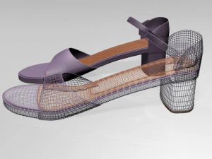 Round-toe block-heel sandals 01 3D Model