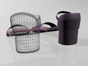 Round-toe block-heel sandals 01 3D Model