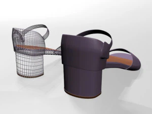 Round-toe block-heel sandals 01 3D Model