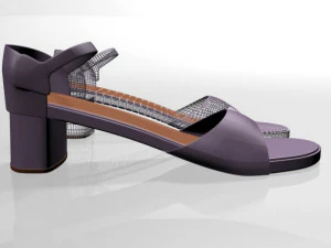 Round-toe block-heel sandals 01 3D Model
