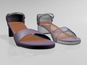 Round-toe block-heel sandals 01 3D Model