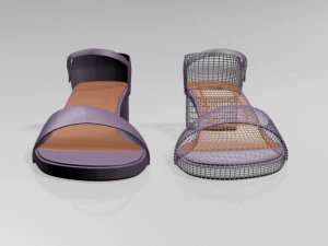 Round-toe block-heel sandals 01 3D Model