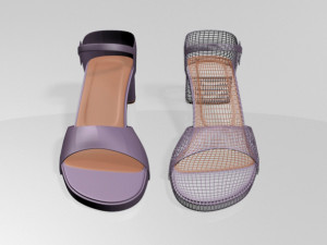 round-toe block-heel sandals 01 3D Модель