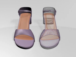 Round-toe block-heel sandals 01 3D Model