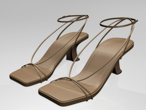 square-toe block-heel ankle-strap sandals 01 3D Модель