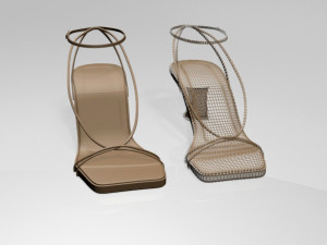 square-toe block-heel ankle-strap sandals 01 3D Model