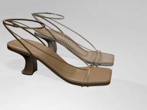 Square-toe block-heel ankle-strap sandals 01 3D Model