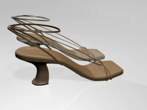 Square-toe block-heel ankle-strap sandals 01 3D Model
