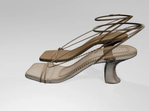Square-toe block-heel ankle-strap sandals 01 3D Model