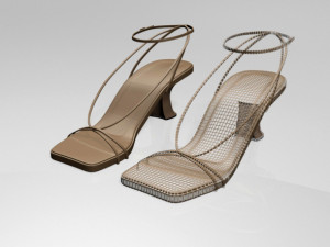 square-toe block-heel ankle-strap sandals 01 3D Model