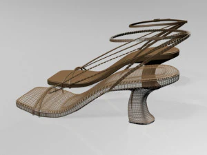 Square-toe block-heel ankle-strap sandals 01 3D Model