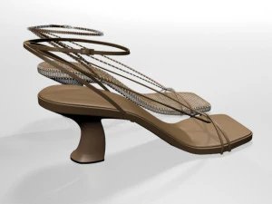 Square-toe block-heel ankle-strap sandals 01 3D Model